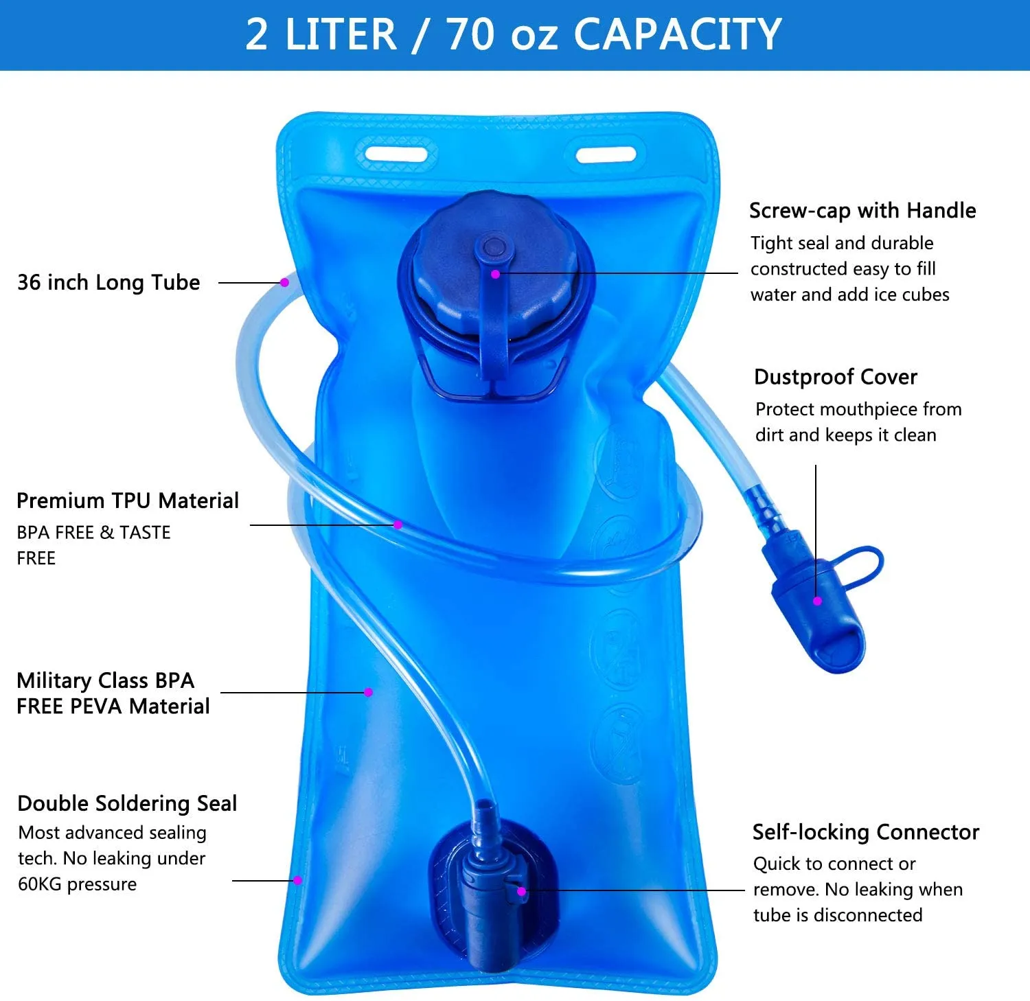 2 Liter Hydration Bladder Navy blue