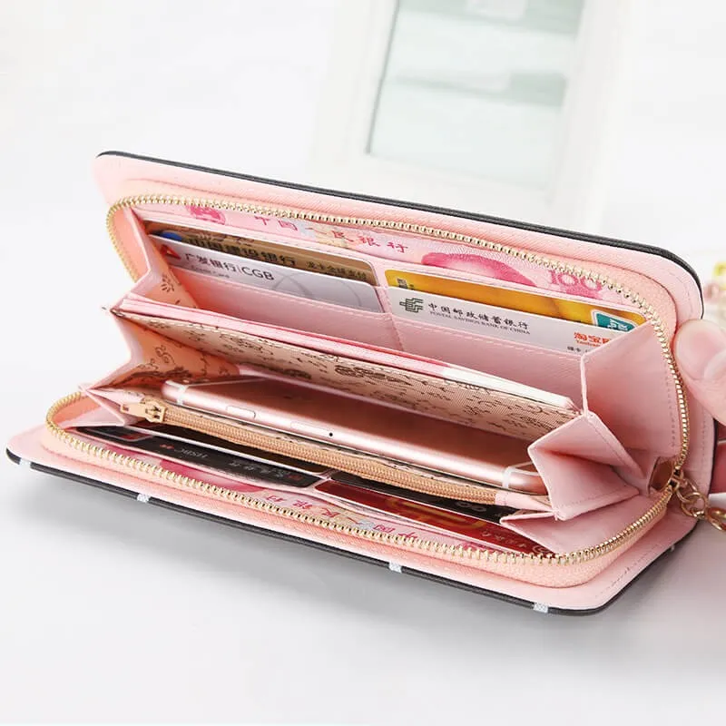 2020 new fashion linear pattern leather large-capacity card-holder wallet purse