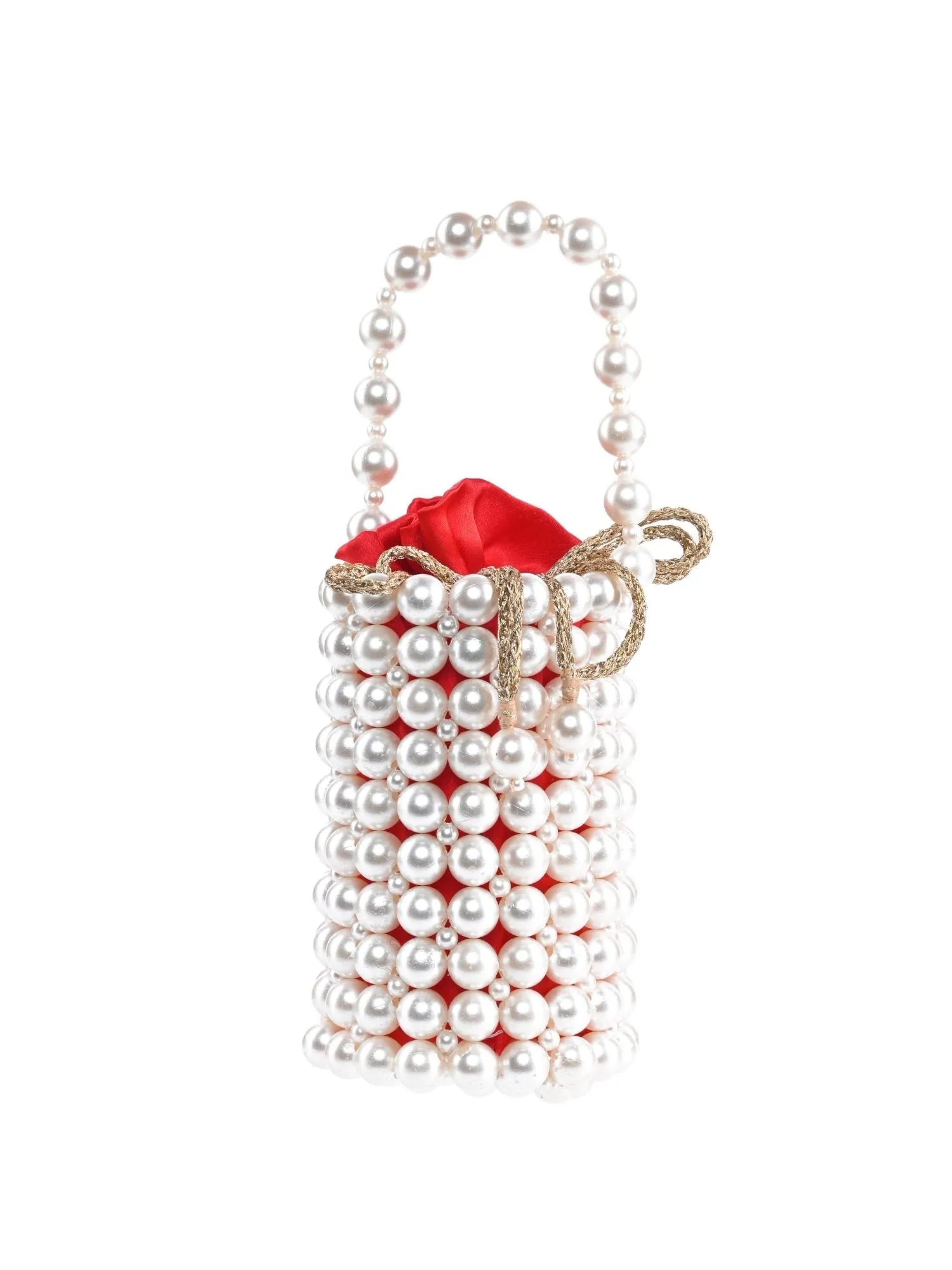 Avana White Pearl Handcrafted Mini Bucket Bag