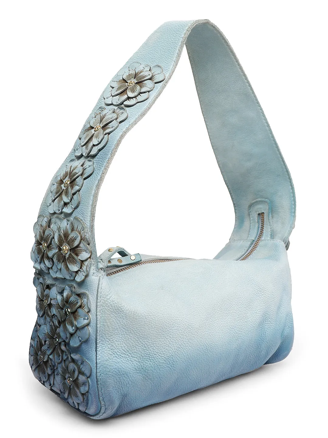 Azure Aster Charm: Elevate Your Look with Our Blue Leather Shoulder Bag