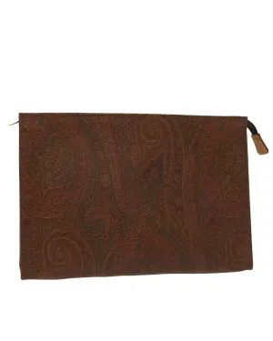 Brown PVC Leather Etro Clutch Bag