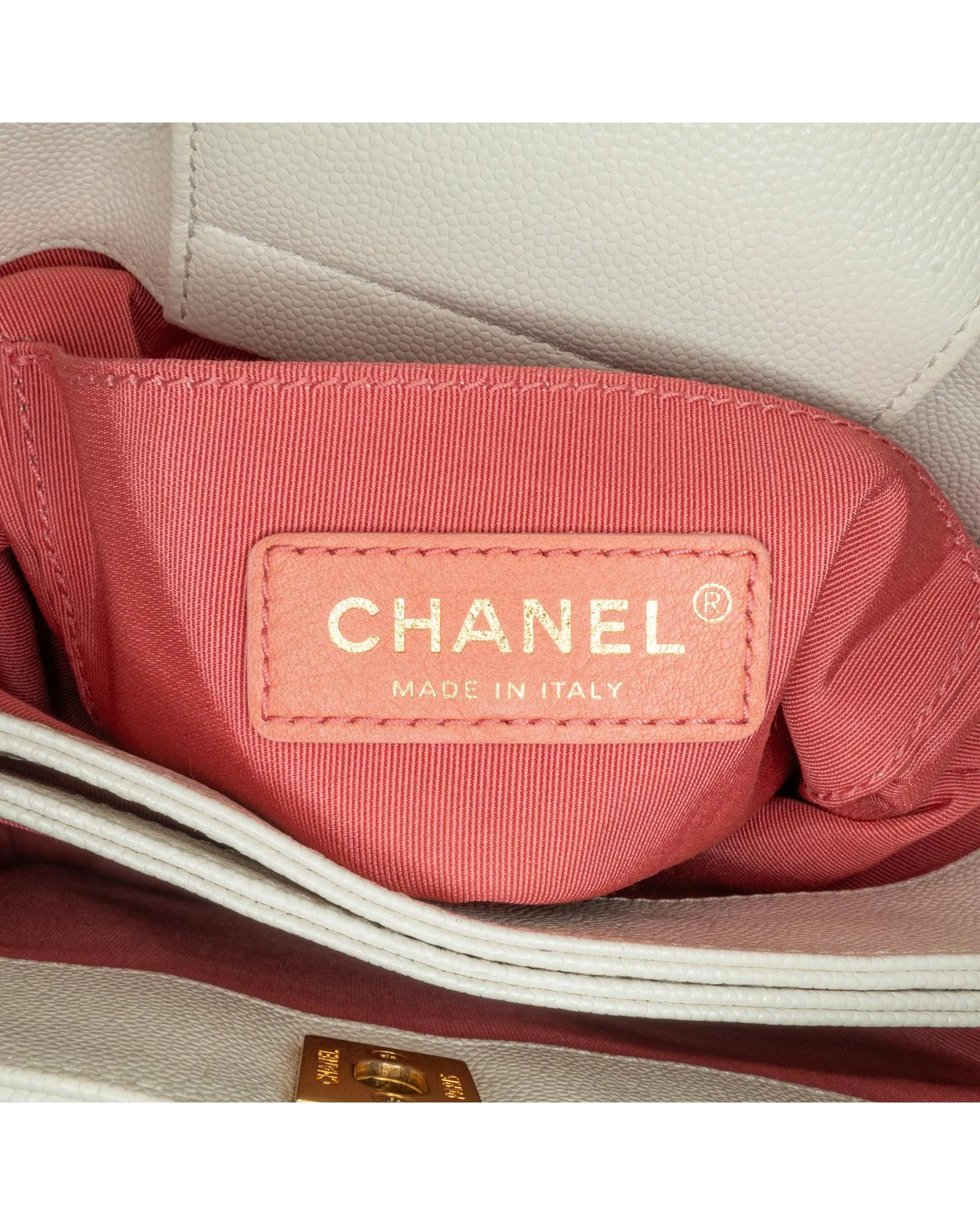 Chanel 19 White Quilted Lambskin Leather Bucket Bag