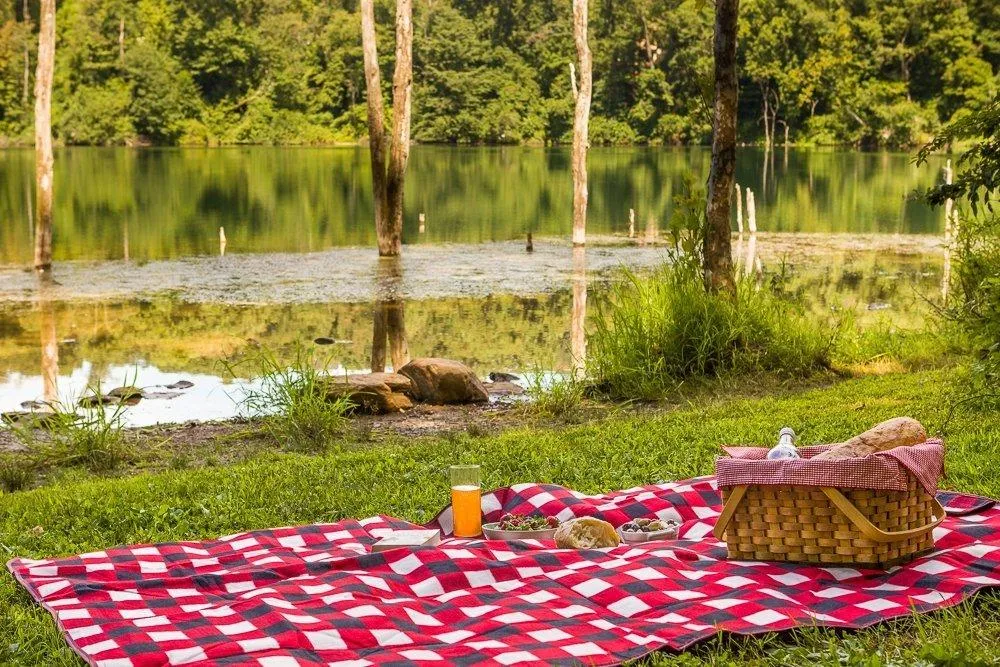 Clara Clark 58&quot; x 78&quot; Camping Beach Picnic Outdoor Blanket, X-Large, Red Plaid