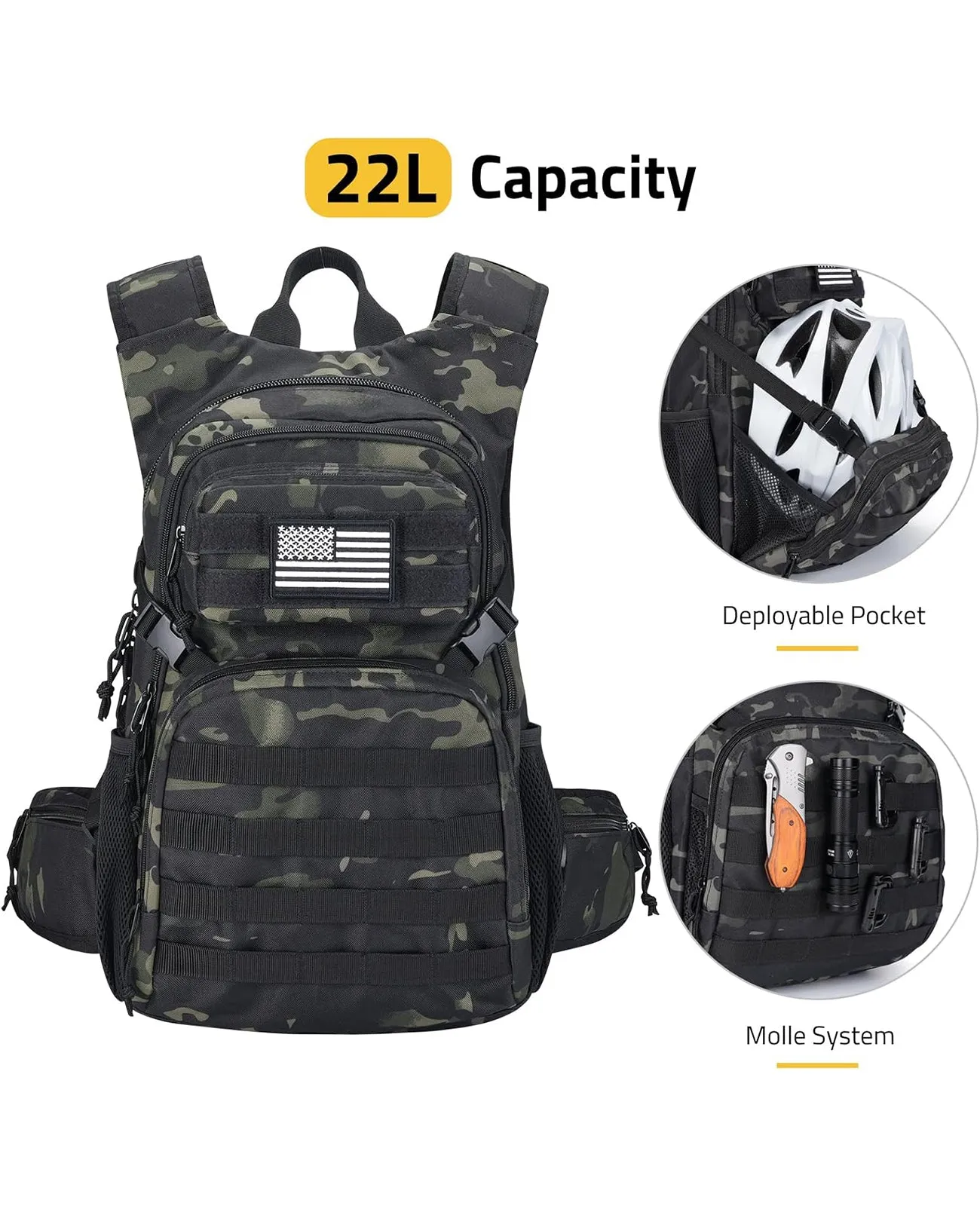 CVLIFE Tactical Hydration Backpack with 3L Water Bladder