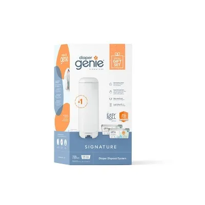 Diaper Genie Signature Diaper Pail Gift Set with 48 Bags