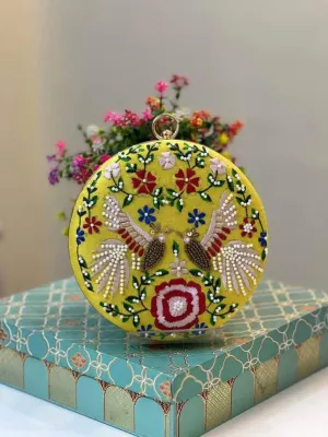 Embroidered Heavy Handwork Round Clutch