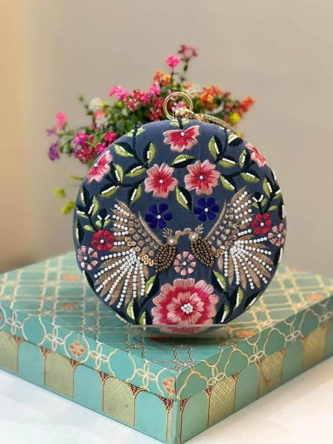 Embroidered Heavy Handwork Round Clutch