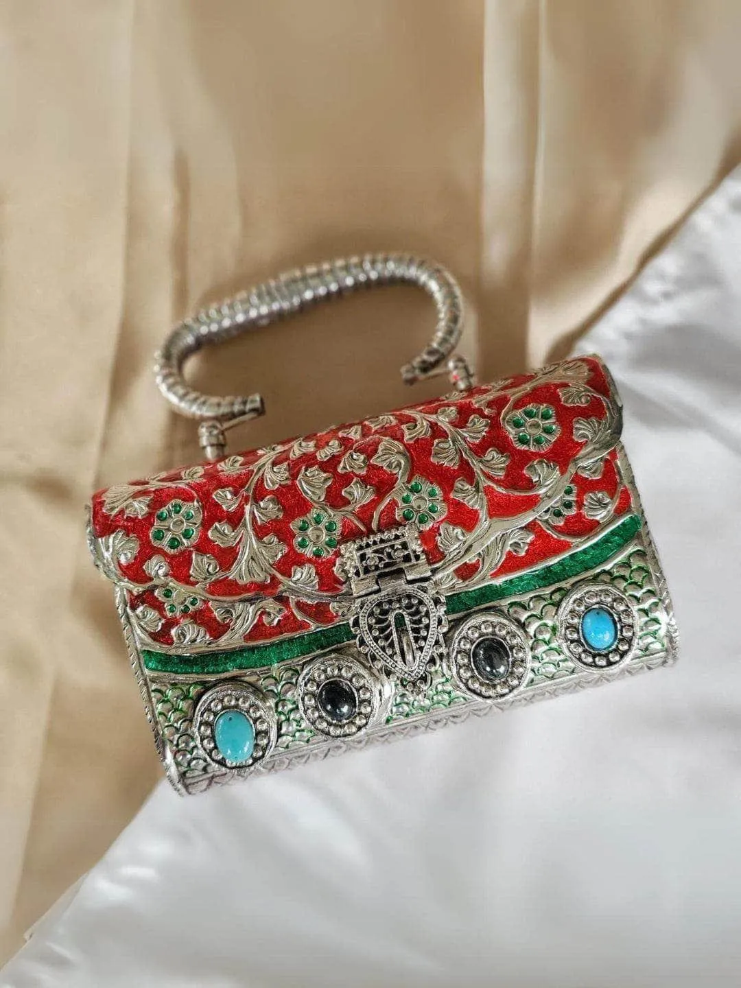 Exclusive Hand Carved High Quality German Silver Clutch