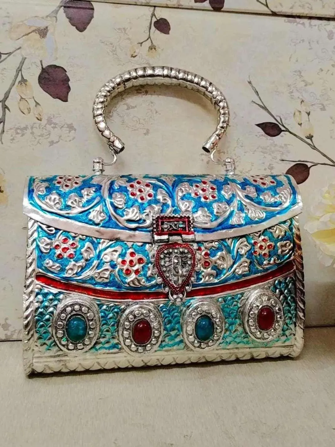 Exclusive Hand Carved High Quality German Silver Clutch