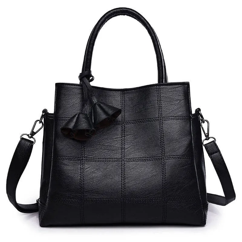 lady's chic elegant matte leather pure-color simplism fashion large-capacity shoulder bag