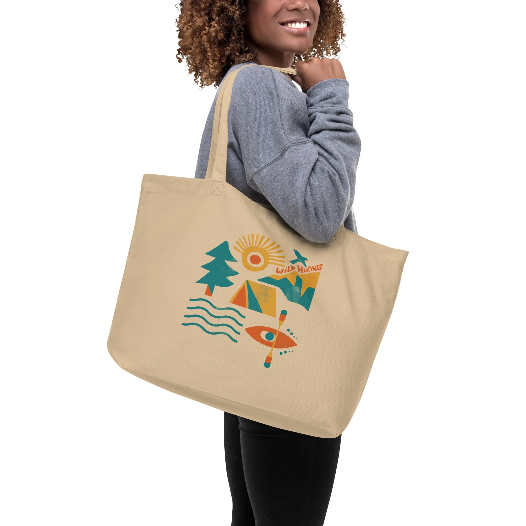 Large organic tote bag, Wild Hiking