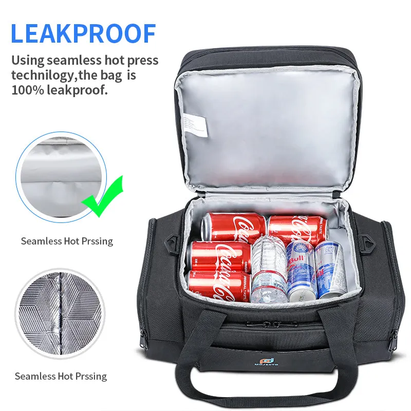 Leakproof Cooler Lunch Bag (16.5x12x9 In). Multiple Insulated Compartments, Heavy Duty Fabric.