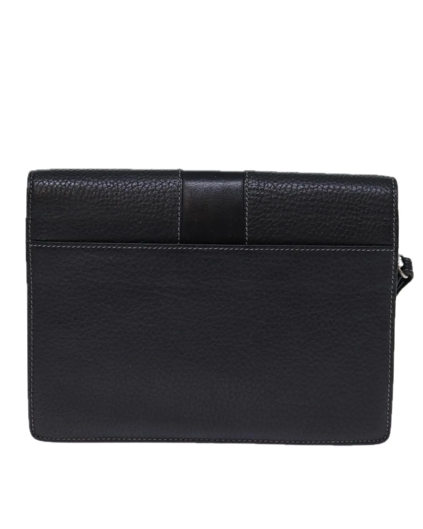 Leather Black Clutch Bag with Key Accessory