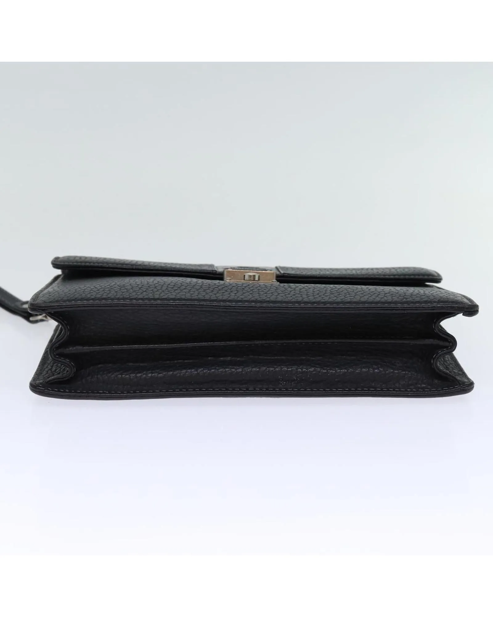 Leather Black Clutch Bag with Key Accessory