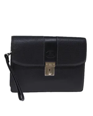 Leather Black Clutch Bag with Key Accessory