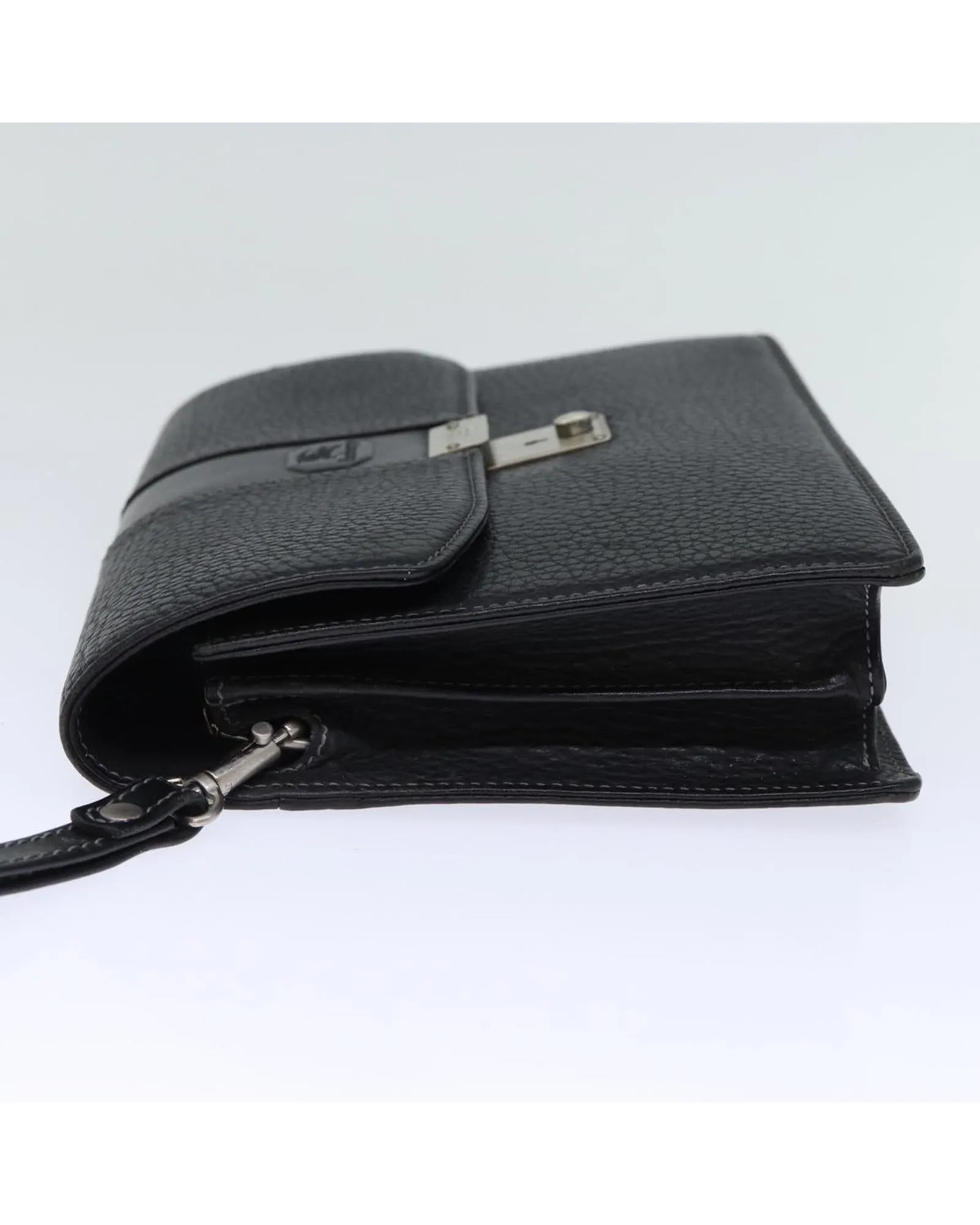 Leather Black Clutch Bag with Key Accessory