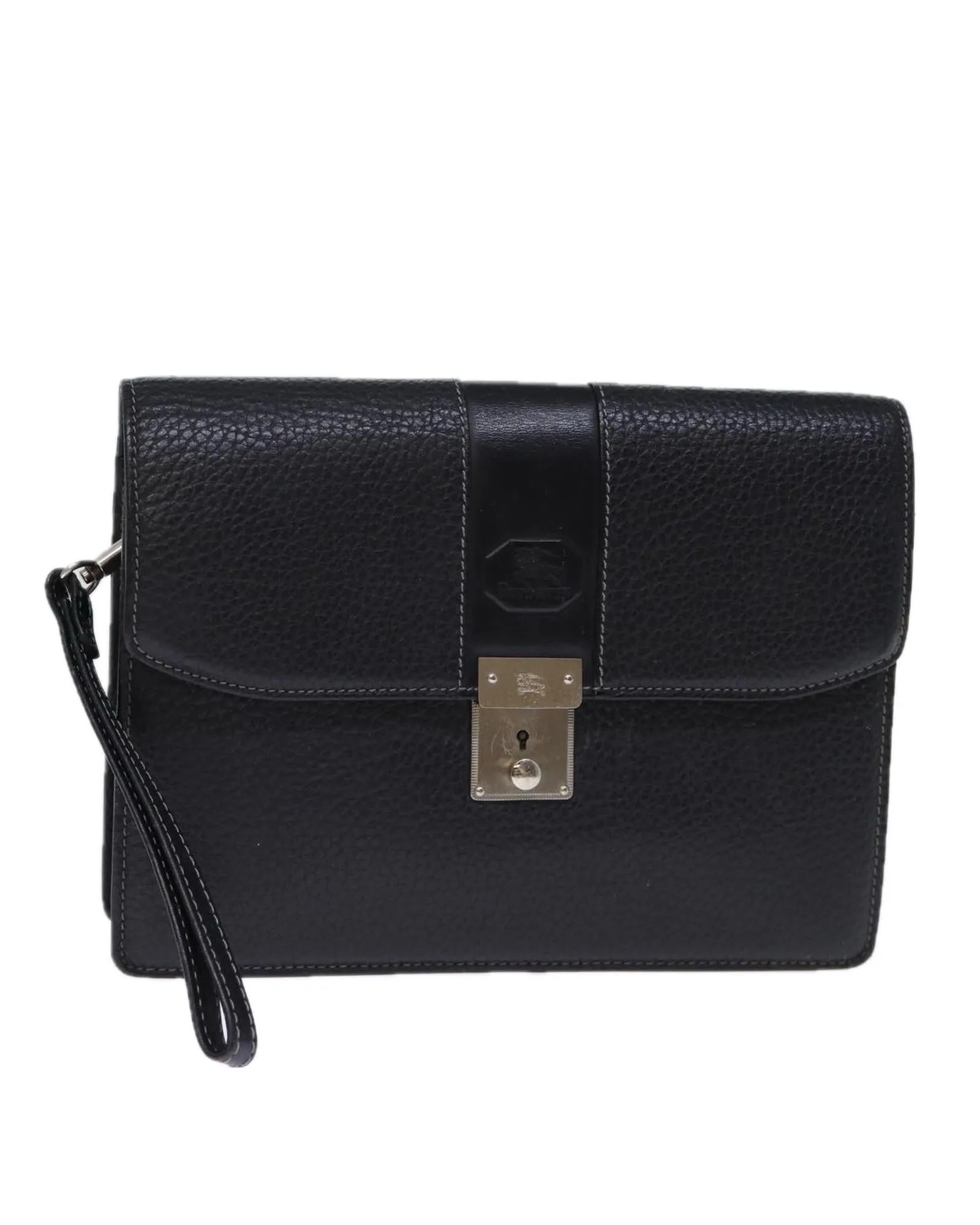 Leather Black Clutch Bag with Key Accessory