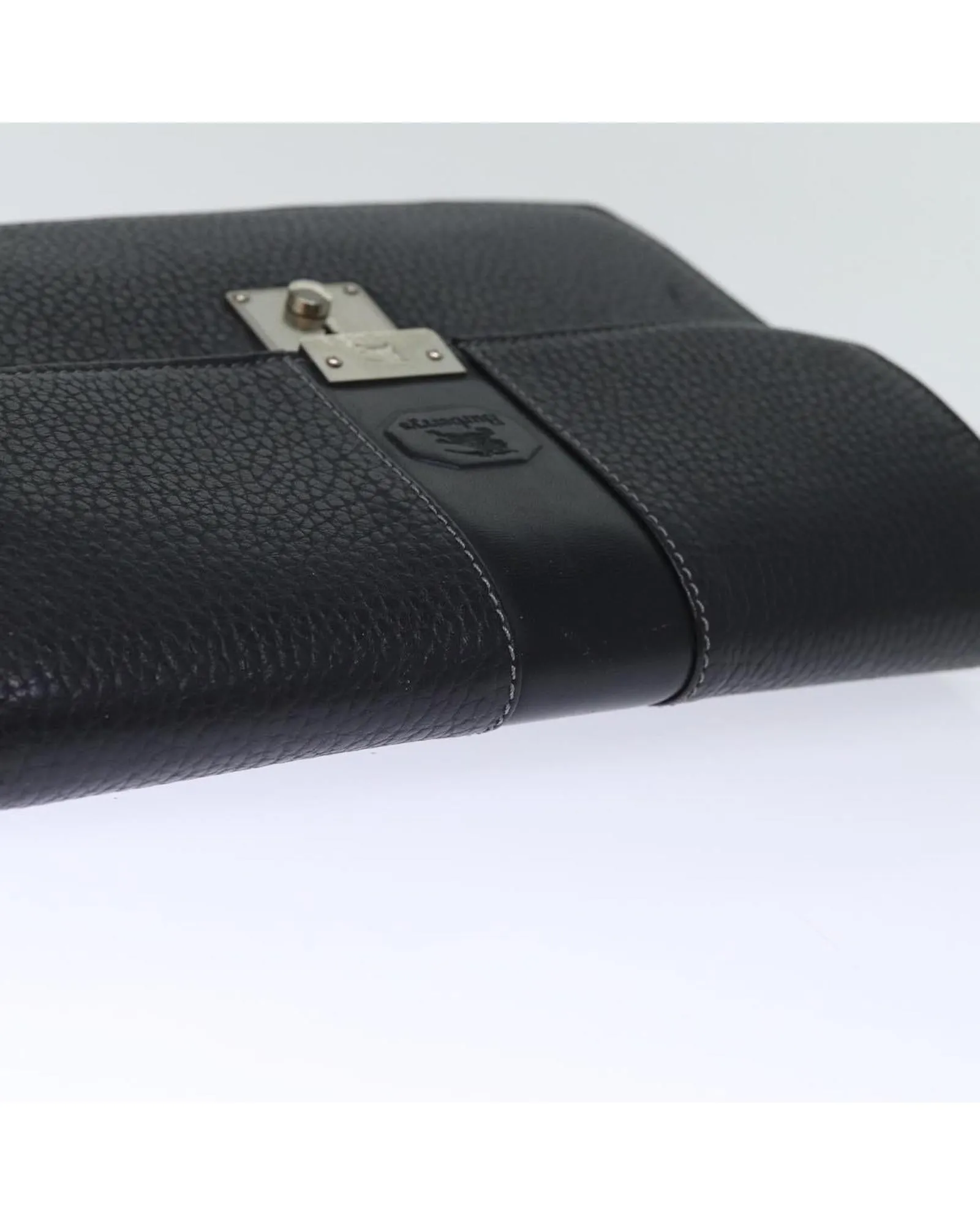 Leather Black Clutch Bag with Key Accessory