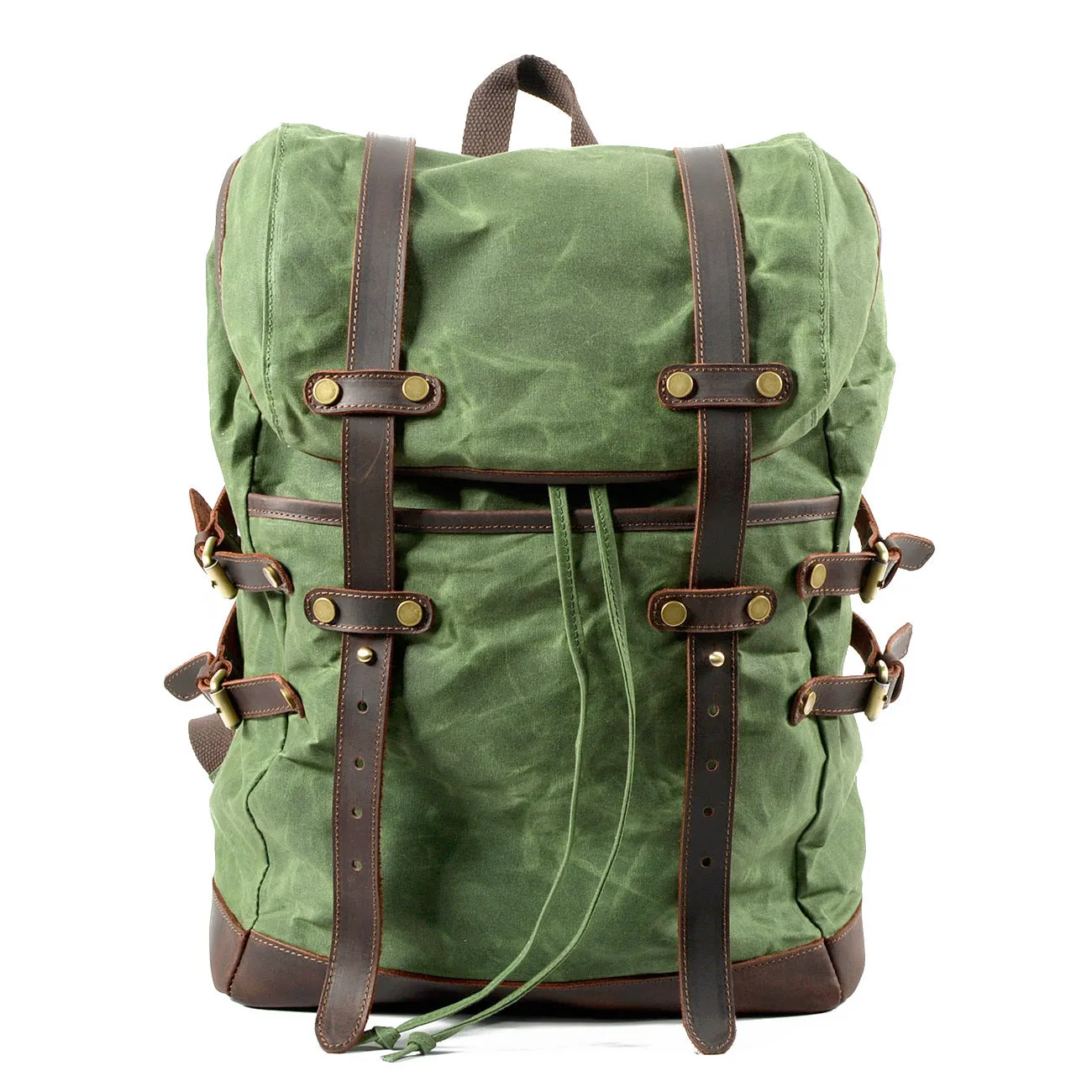 Leisure Leather Canvas Hiking Backpack 9159