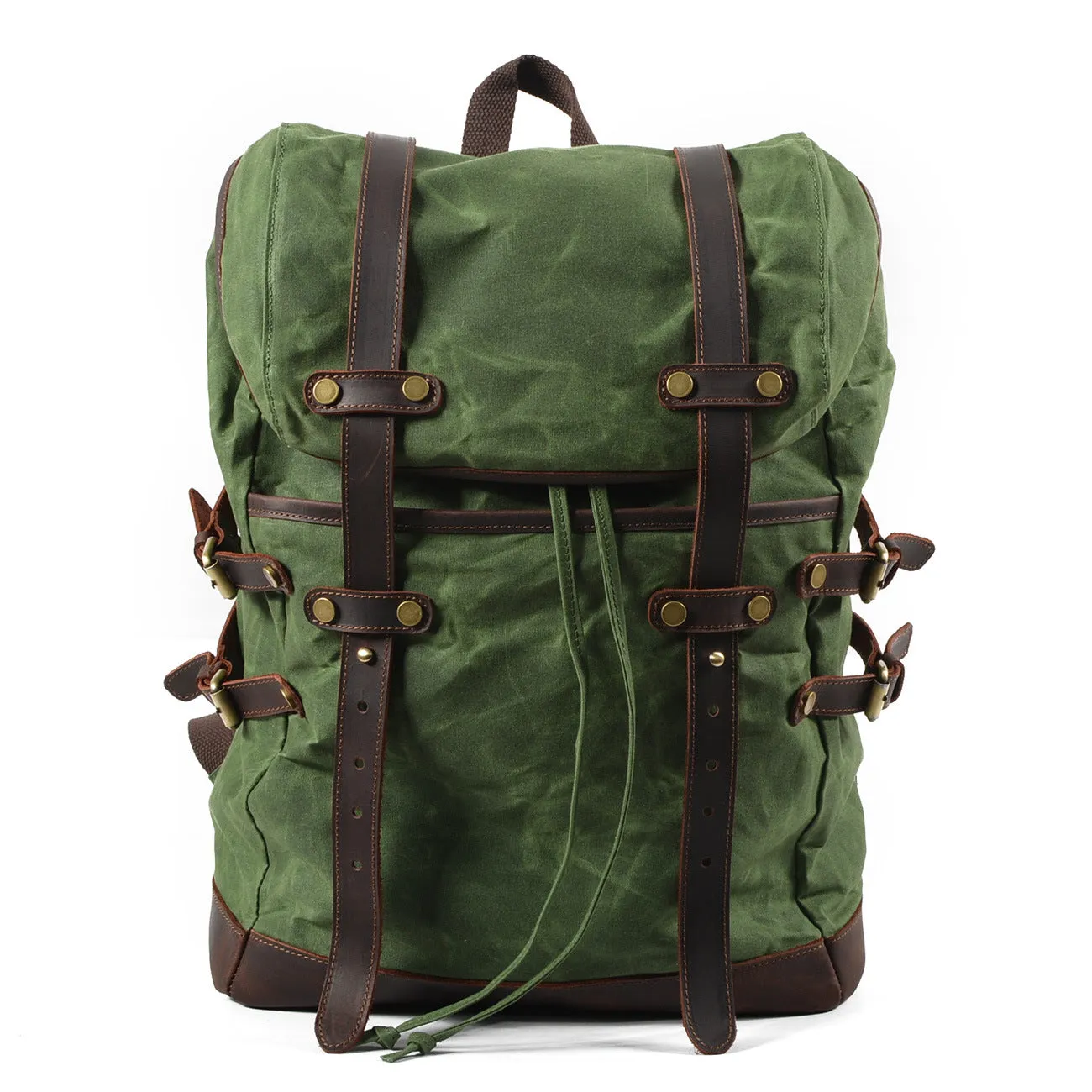 Leisure Leather Canvas Hiking Backpack 9159