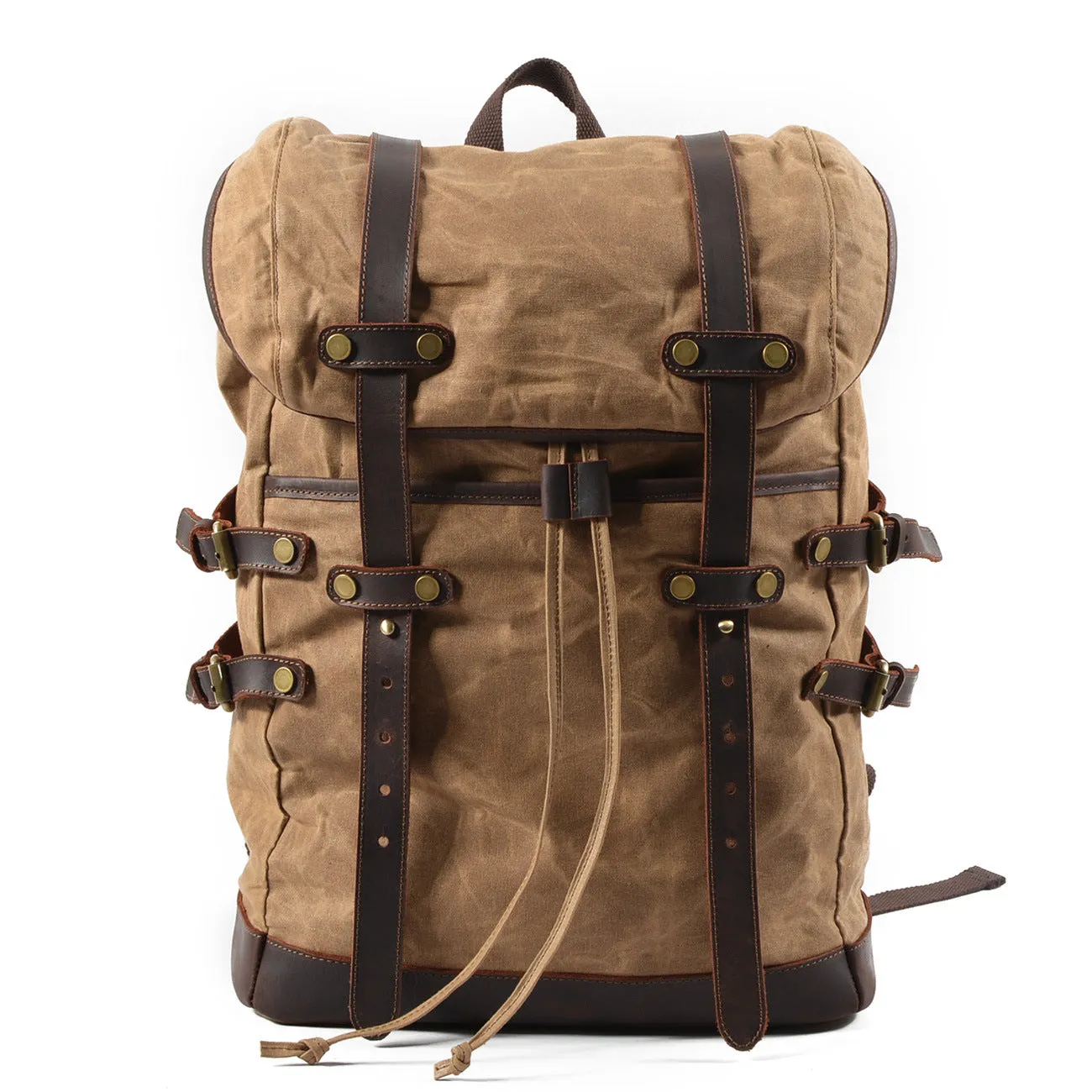 Leisure Leather Canvas Hiking Backpack 9159