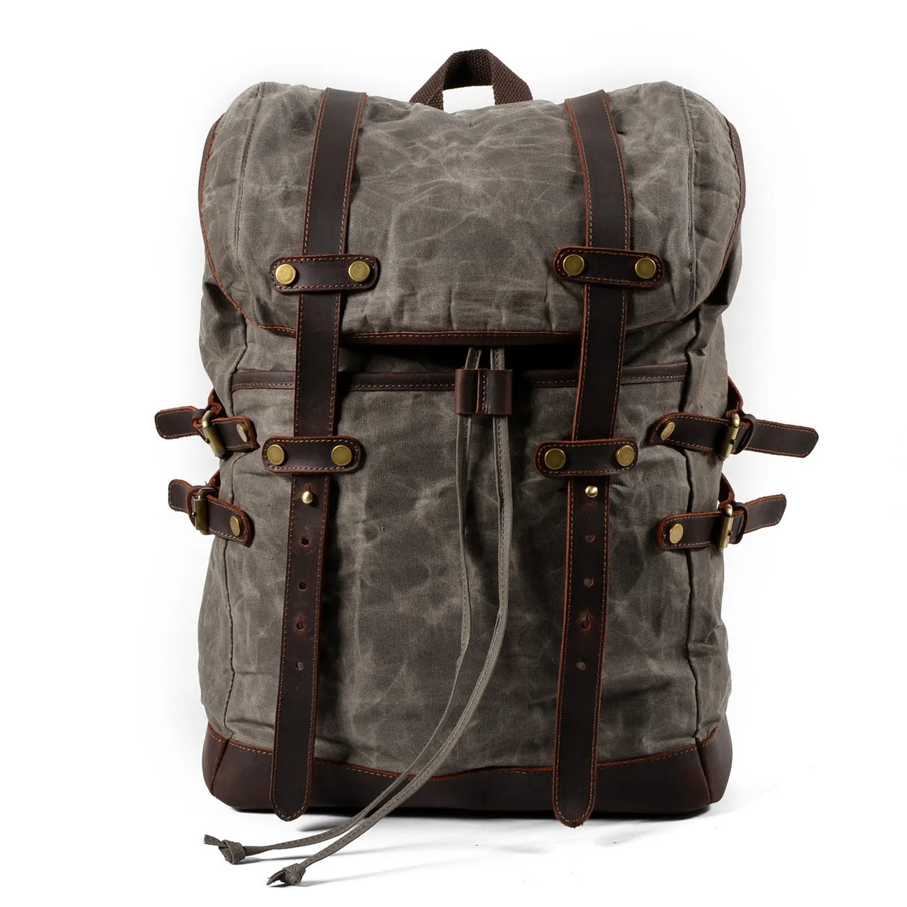 Leisure Leather Canvas Hiking Backpack 9159