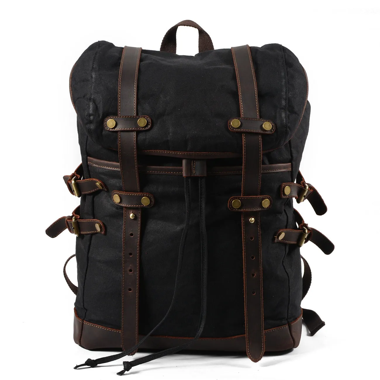 Leisure Leather Canvas Hiking Backpack 9159