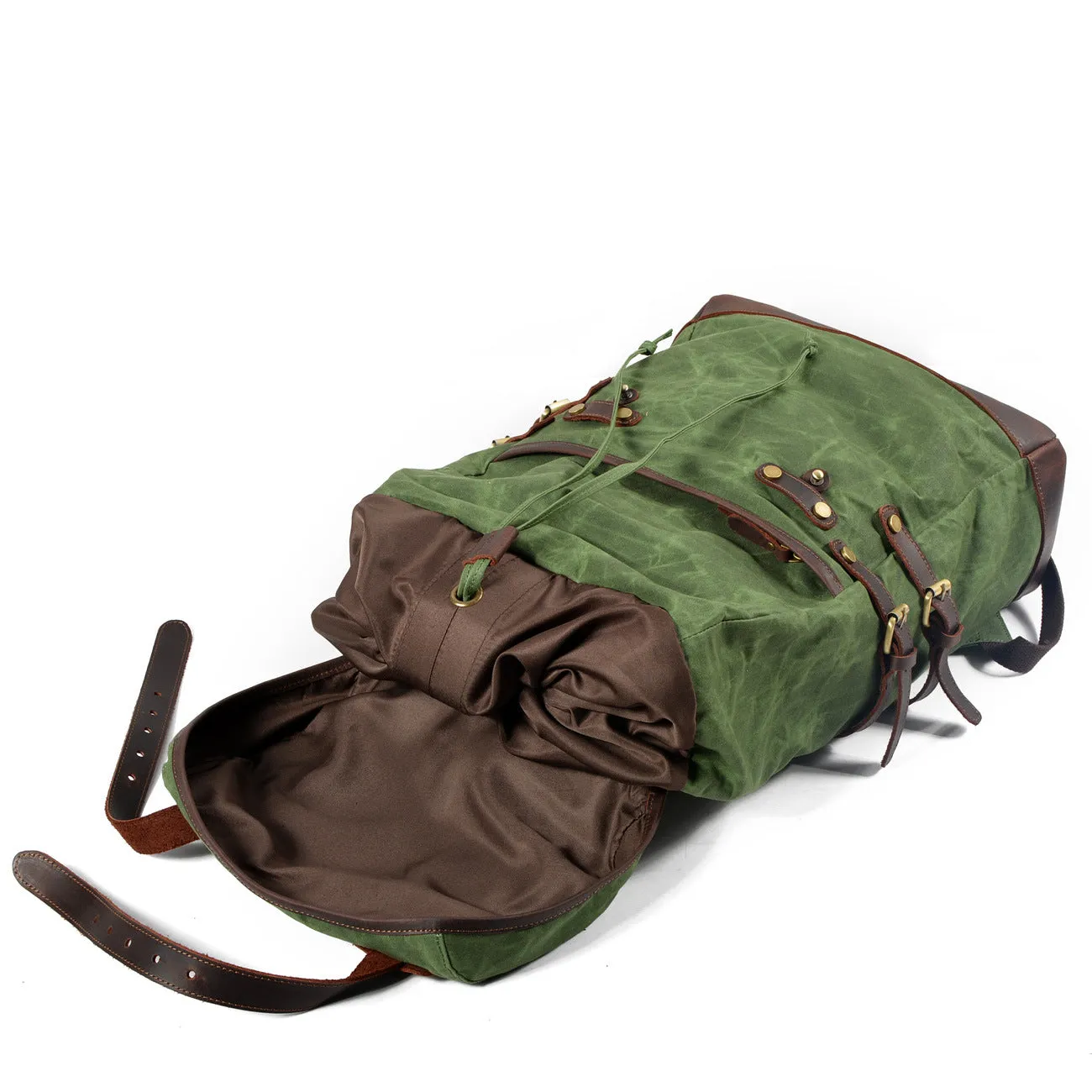 Leisure Leather Canvas Hiking Backpack 9159