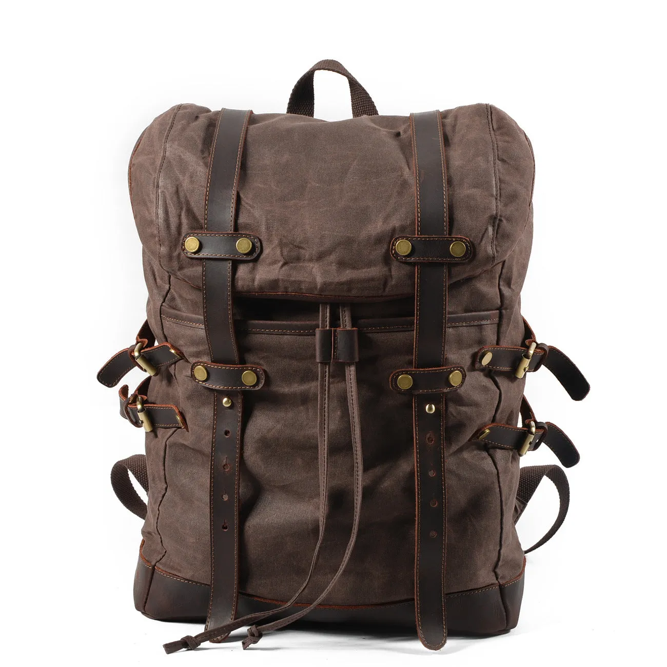 Leisure Leather Canvas Hiking Backpack 9159