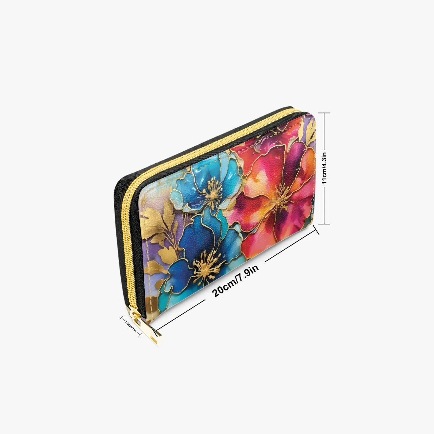 Long Type Zipper Purse - Floral