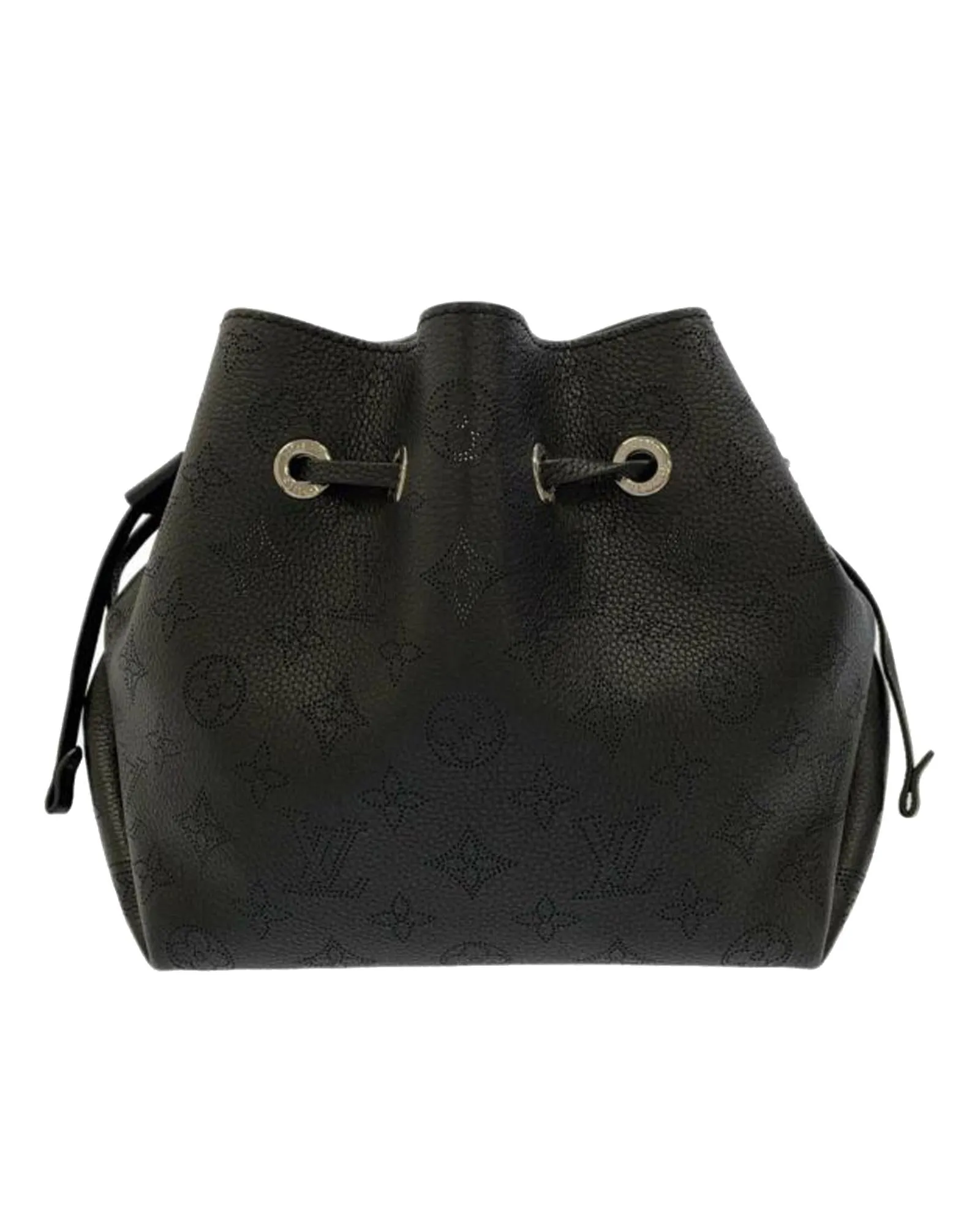 Louis Vuitton Mini Bucket Bag Black Leather Drawstring Chain Strap