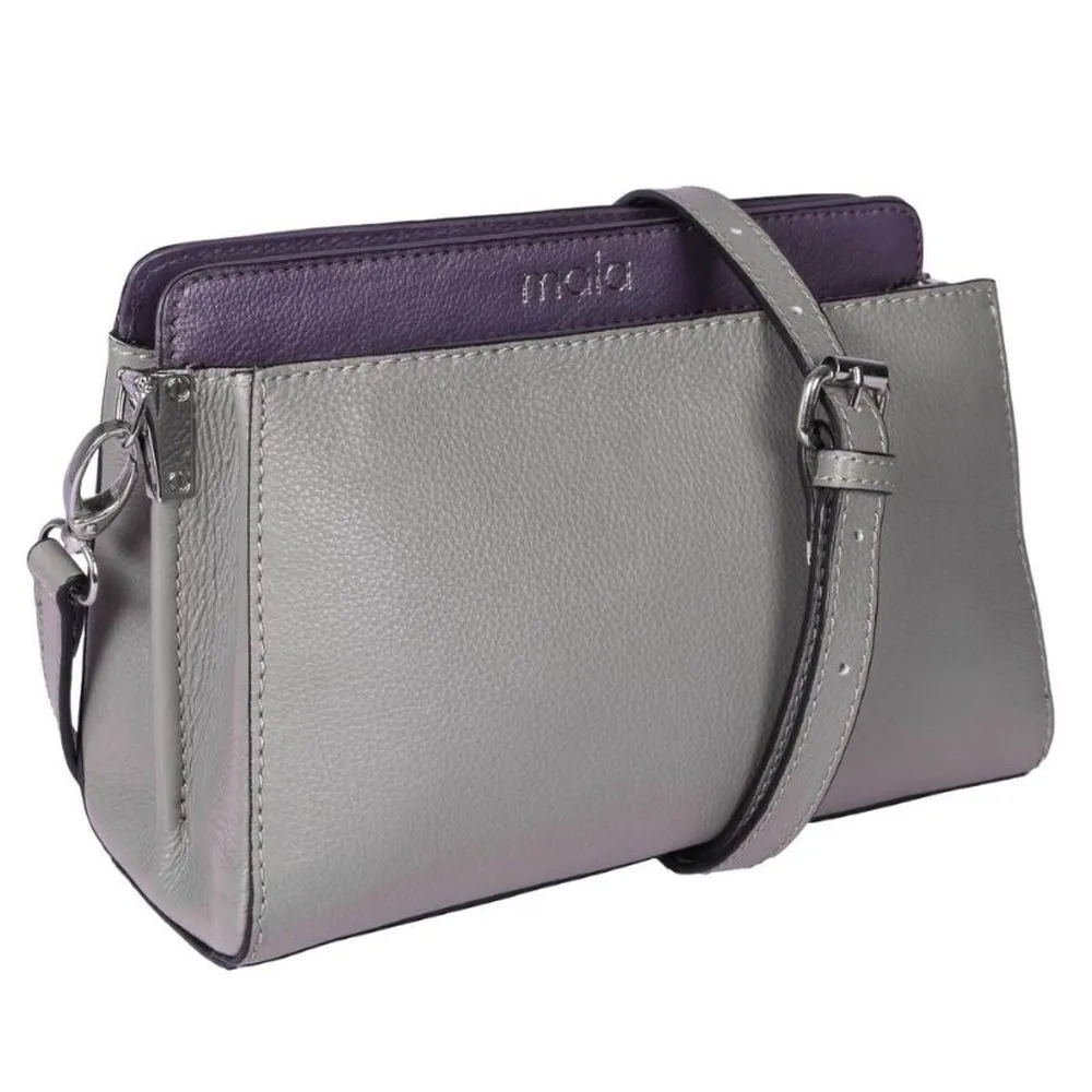 Mala Leather Willow 2 Tone Shoulder Bag - Taupe/Purple