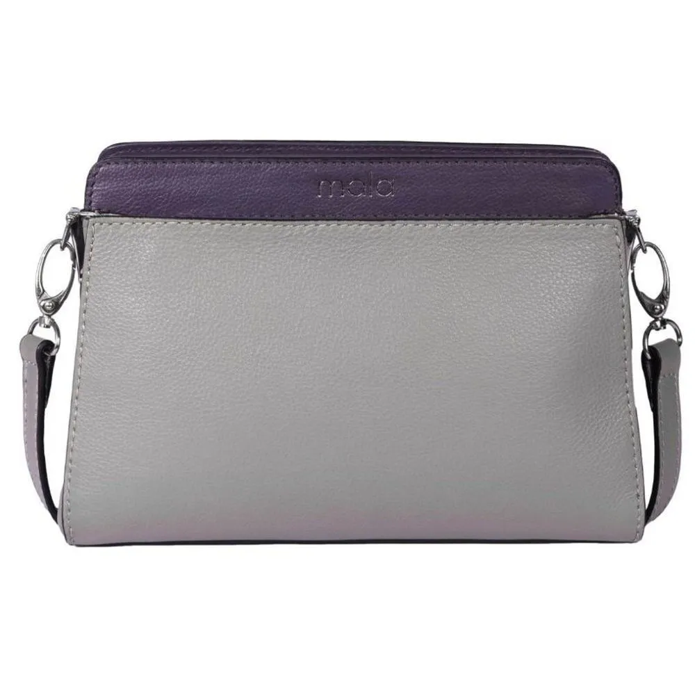 Mala Leather Willow 2 Tone Shoulder Bag - Taupe/Purple