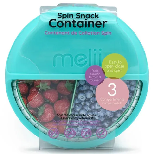 Melii Spin 3 Compartment Snack Container Turquoise