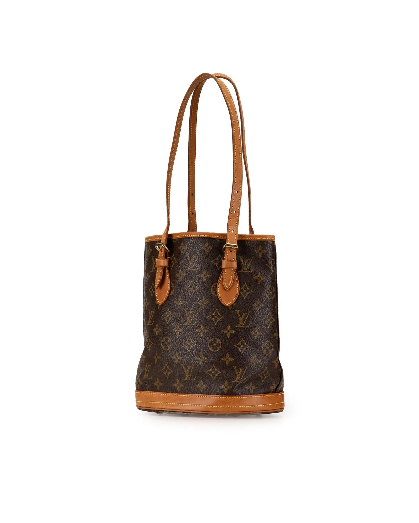 Monogram Canvas Bucket Bag with Leather Trim and Adjustable Straps