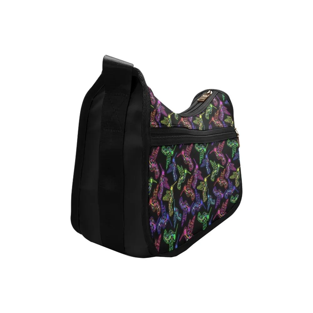 Neon Floral Hummingbirds Crossbody Bags