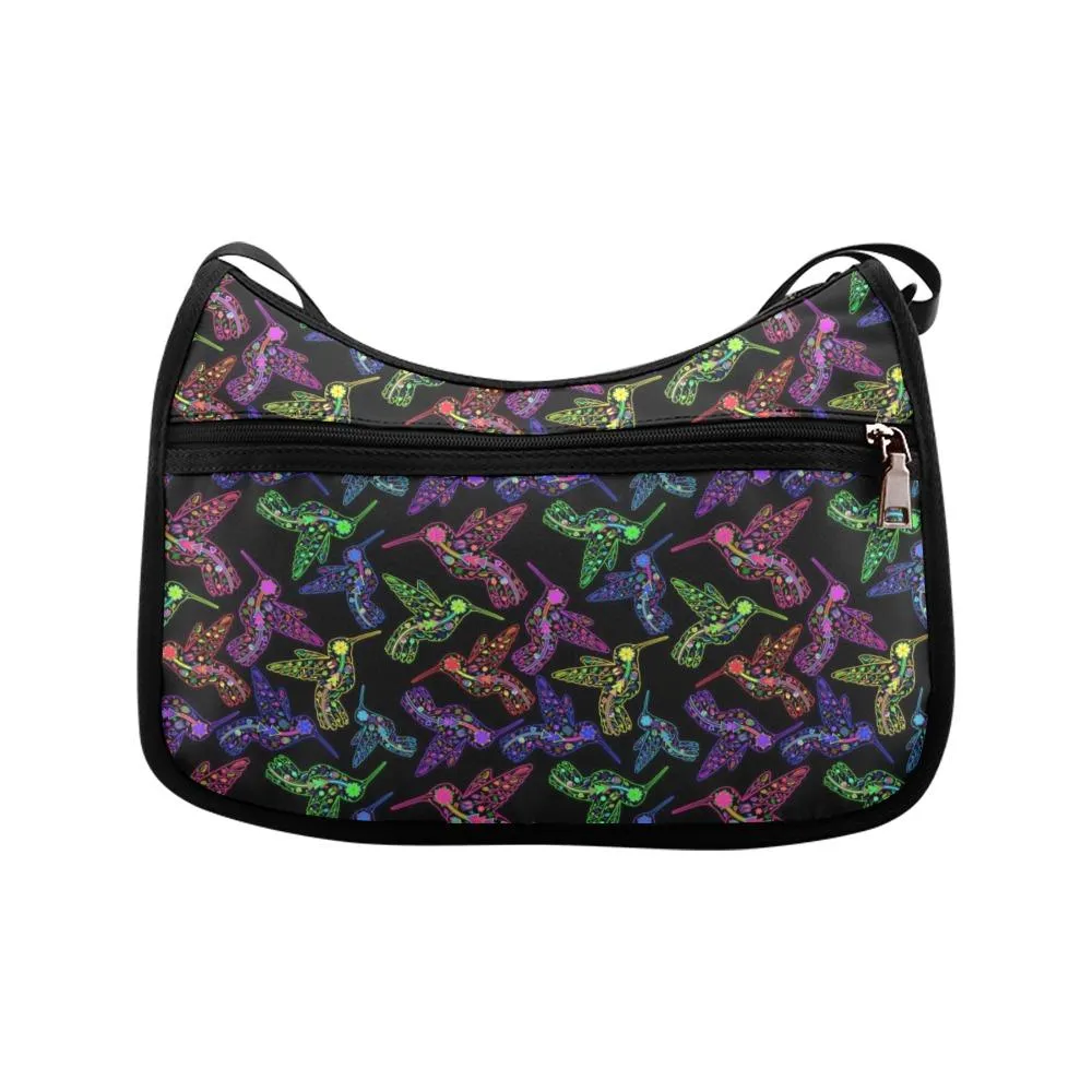 Neon Floral Hummingbirds Crossbody Bags