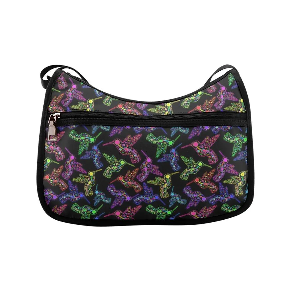 Neon Floral Hummingbirds Crossbody Bags