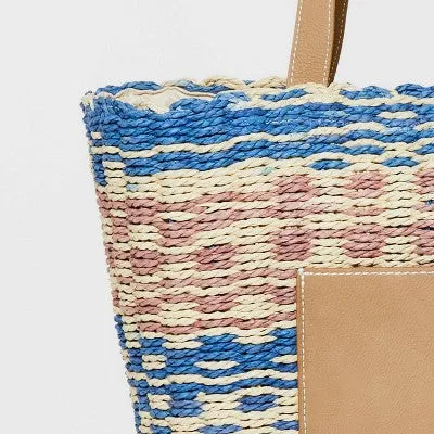 New - Striped Straw Basket Tote Handbag - Universal Thread