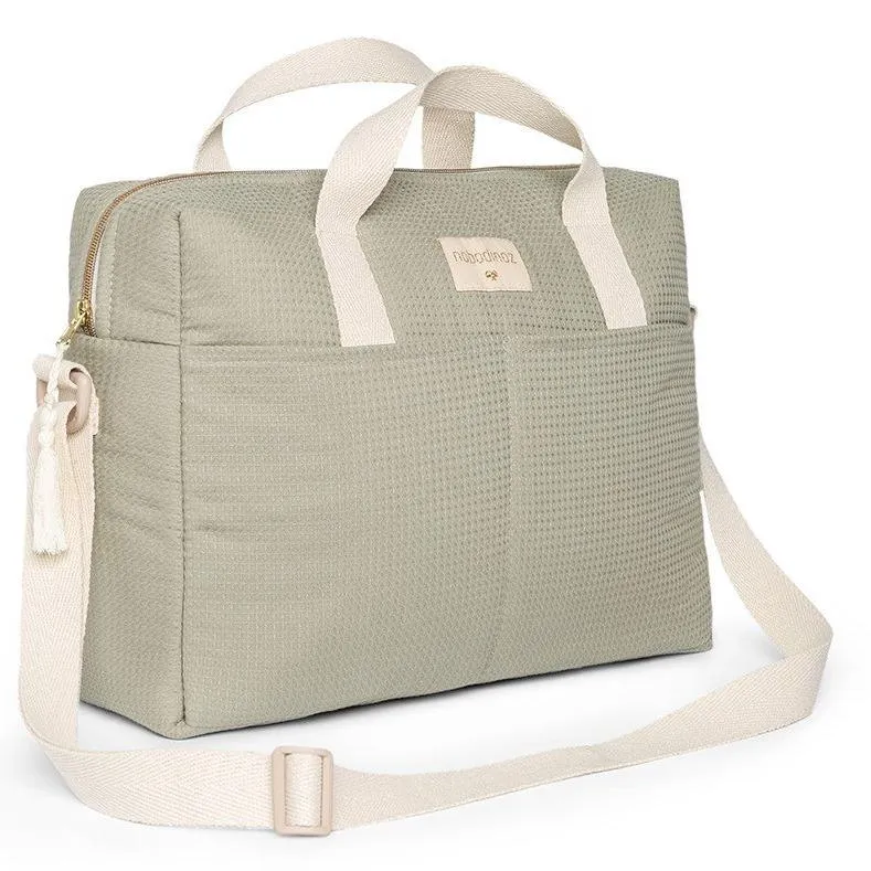 Nobodinoz gala diaper bag waterproof 100% organic cotton - Laurel Green