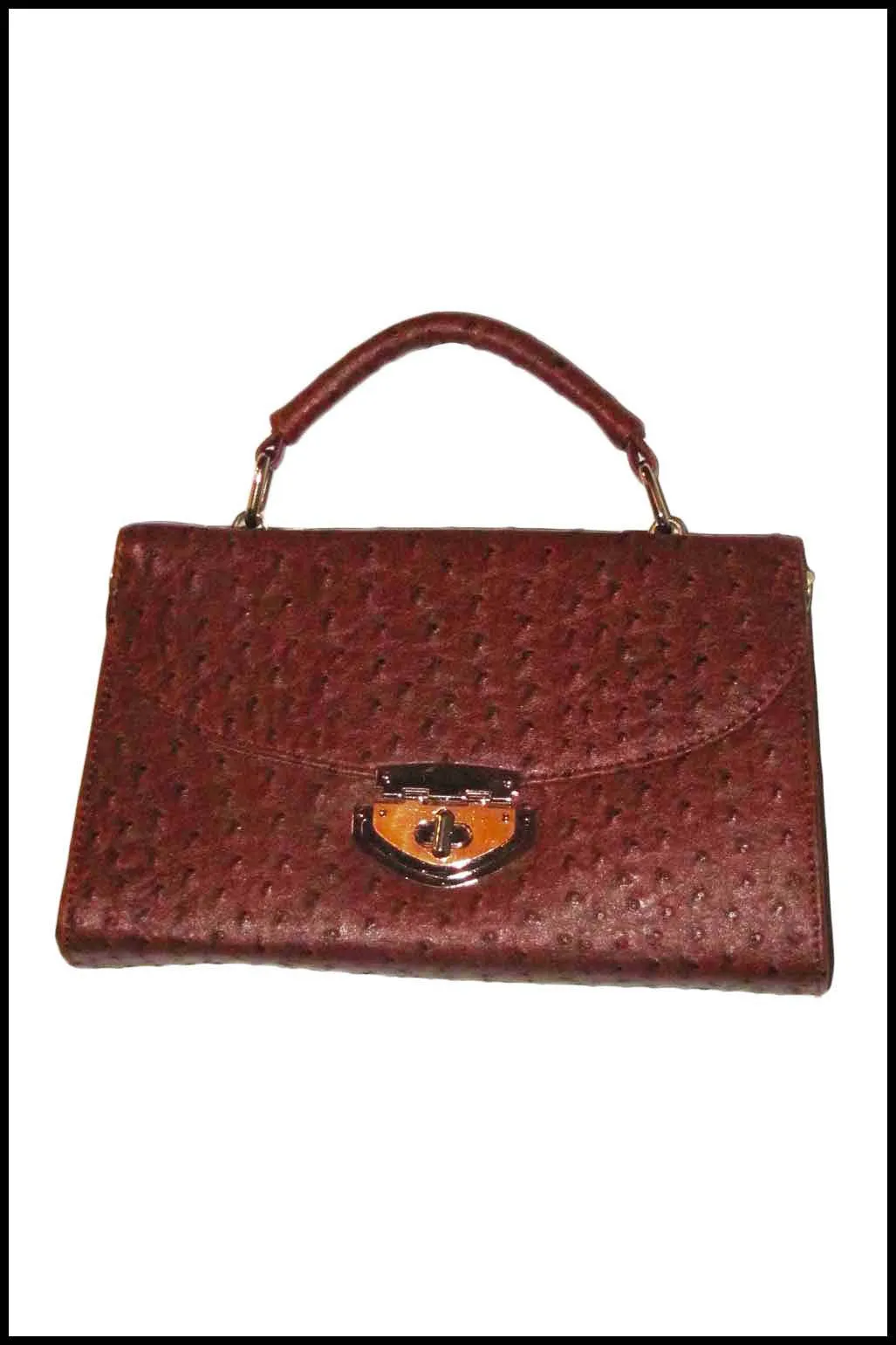 Ostrich Print Petite Handbag with Handle