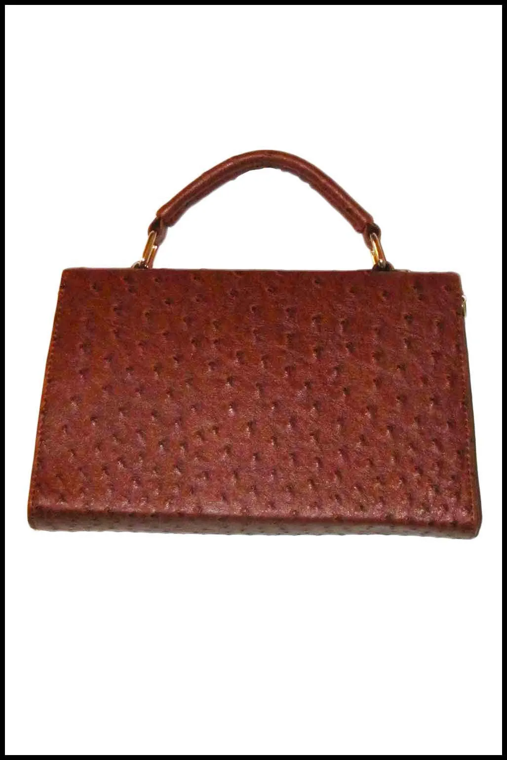 Ostrich Print Petite Handbag with Handle