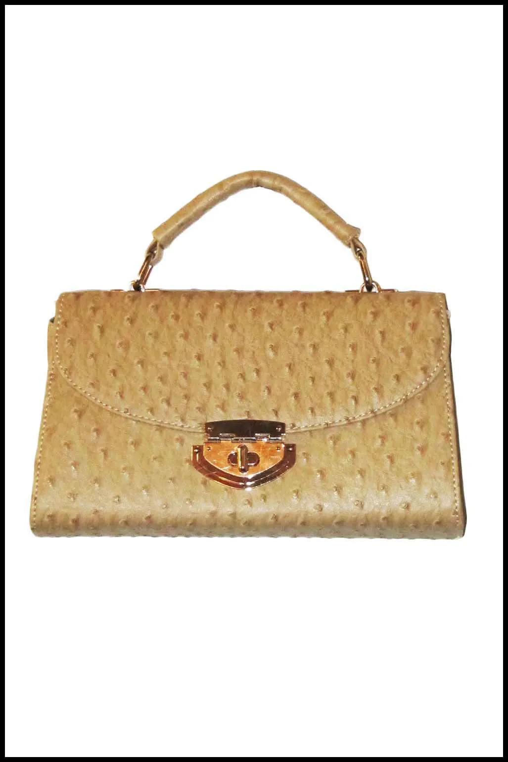 Ostrich Print Petite Handbag with Handle