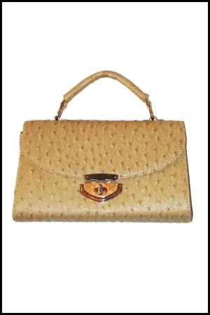 Ostrich Print Petite Handbag with Handle