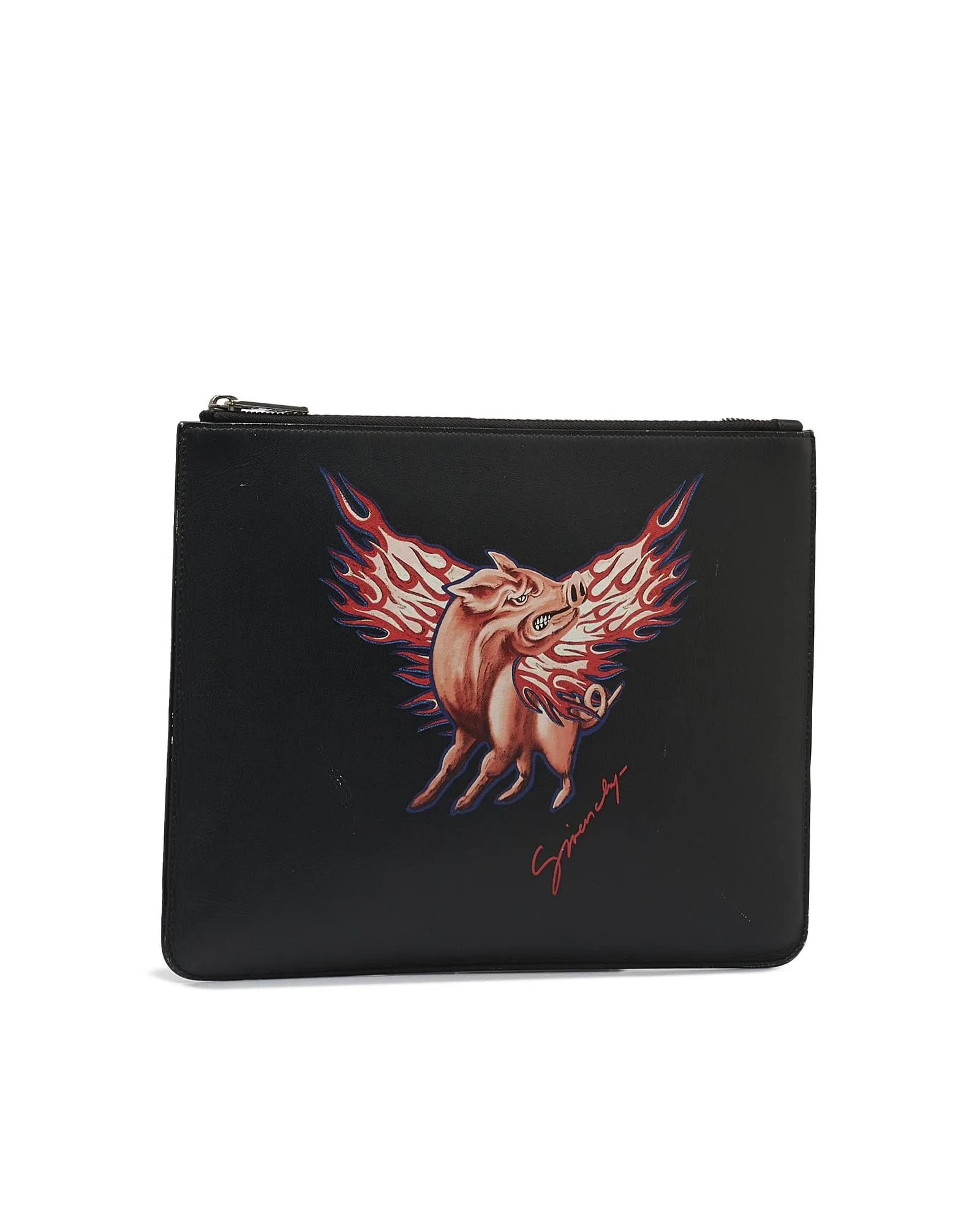 Printed Leather Clutch Bag with Zodiac Design