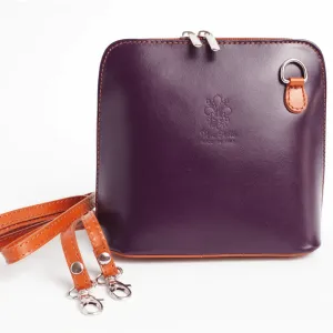 Purple Mini Structured Italian Leather Crossbody Bag