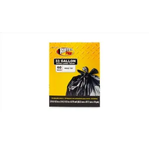 Ruffies Pro 33 gal Trash Bags Wing Ties 60 pk 0.75 mil