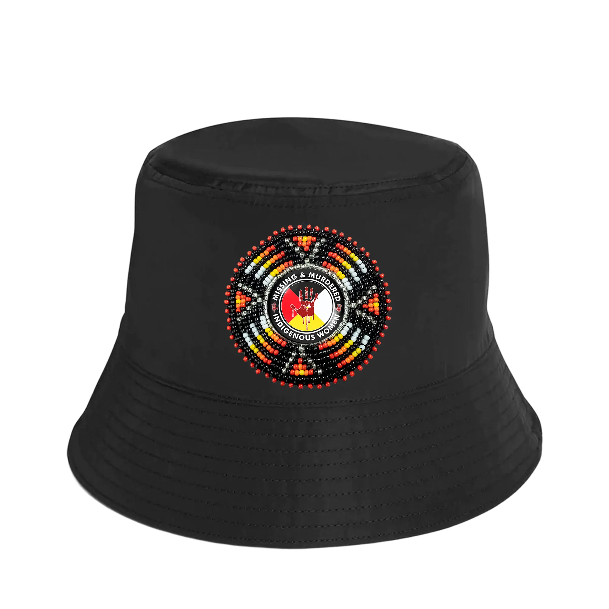 SALE 50% OFF - Missing and Murdered Indigenious Women Beaded Unisex Cotton Bucket Hat with Native American