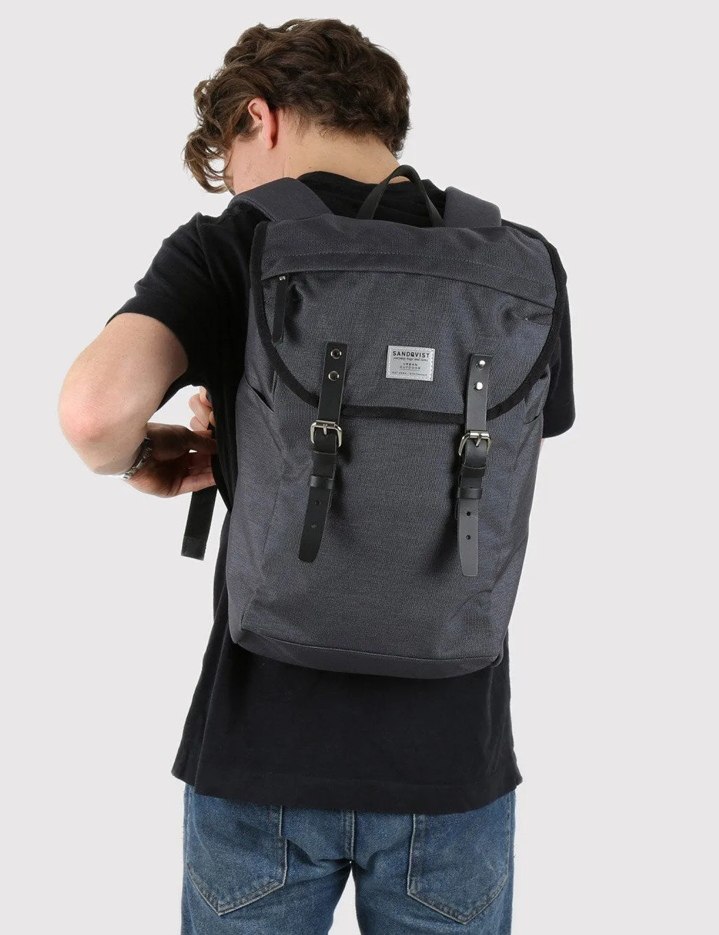 Sandqvist Hans Dark Grey Cordura Backpack - Durable & Stylish Everyday Rucksack