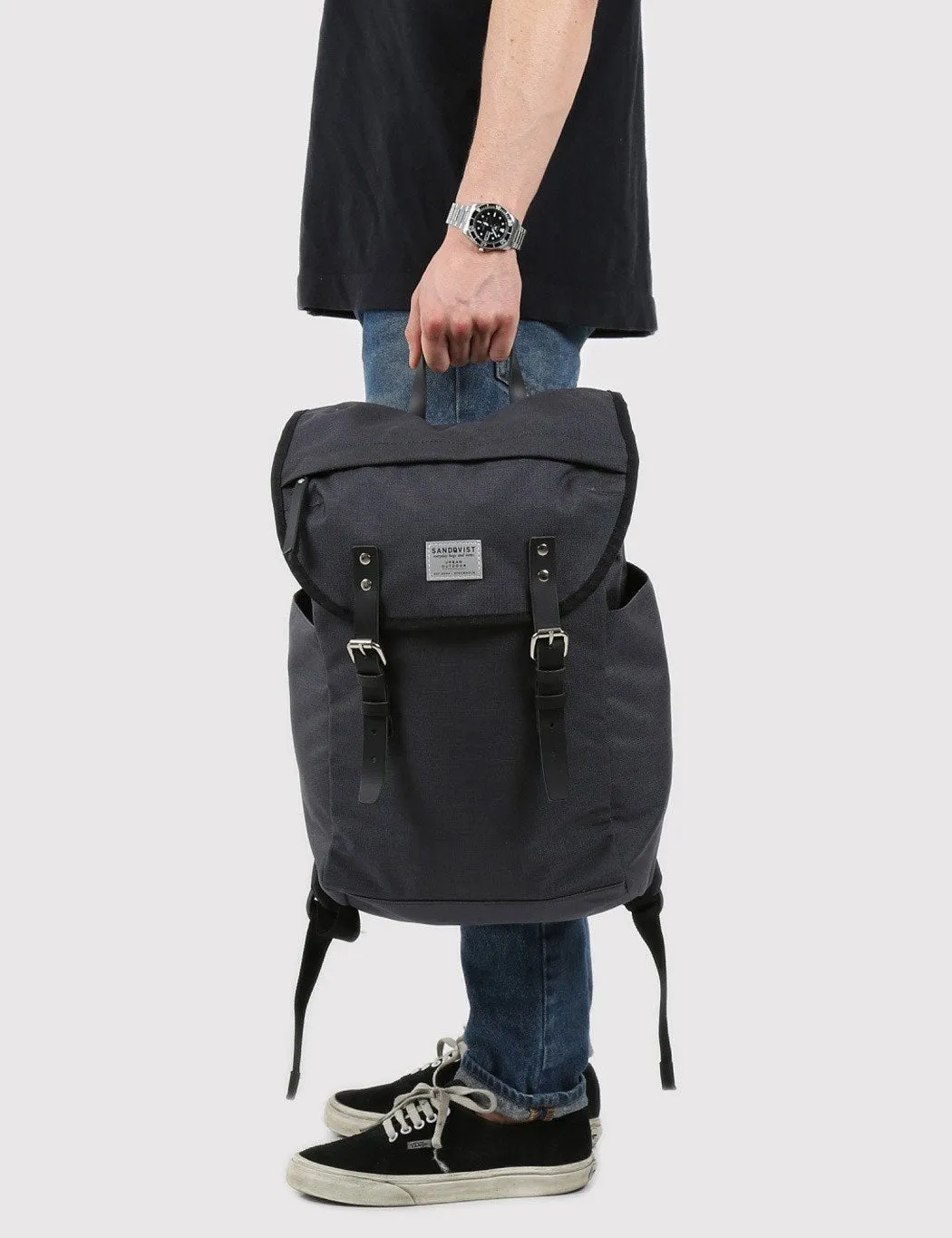 Sandqvist Hans Dark Grey Cordura Backpack - Durable & Stylish Everyday Rucksack